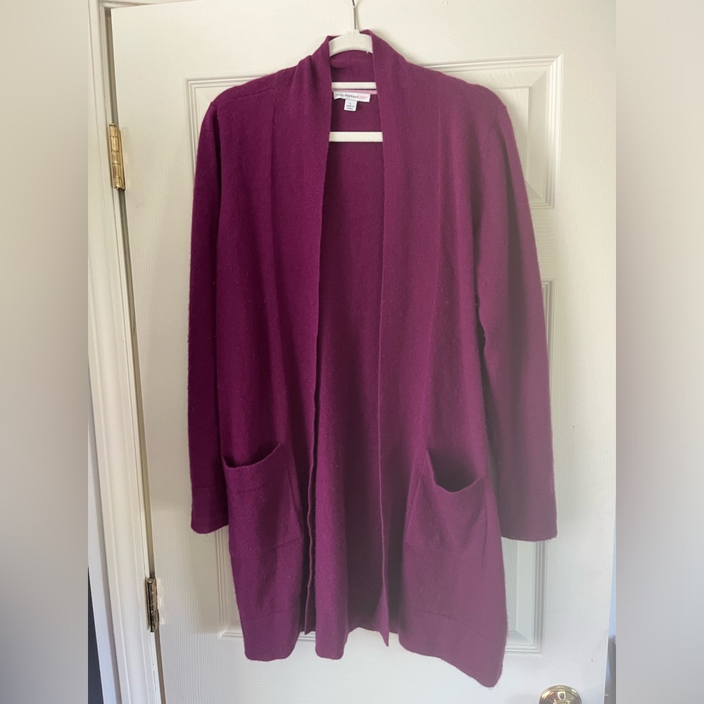 Isaac Mizrahi purple cashmere long cardigan